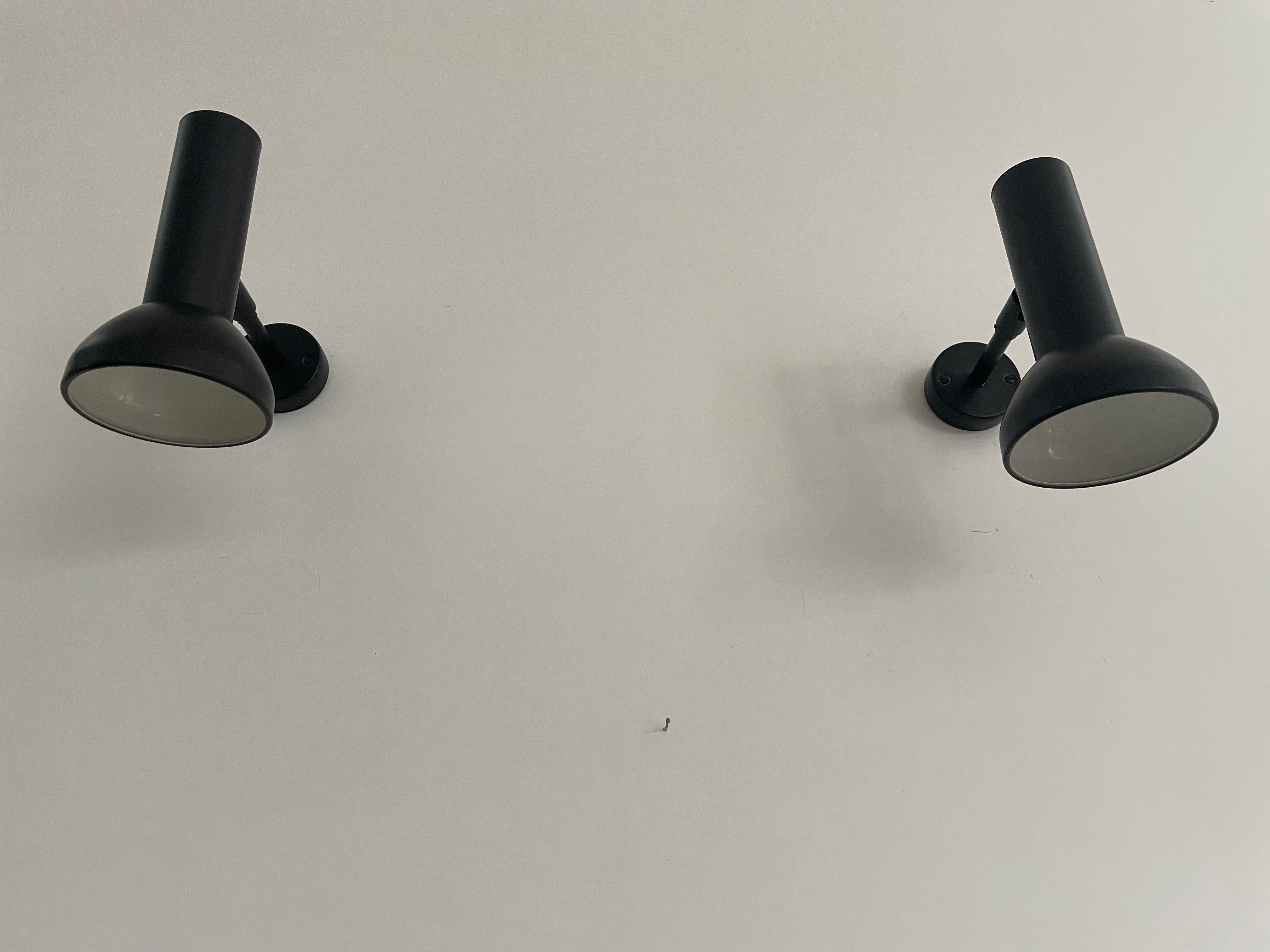 Metal Mid-century Modern Black Pair of Sconces by Cosack Leuchten, 1960s, Germany For Sale