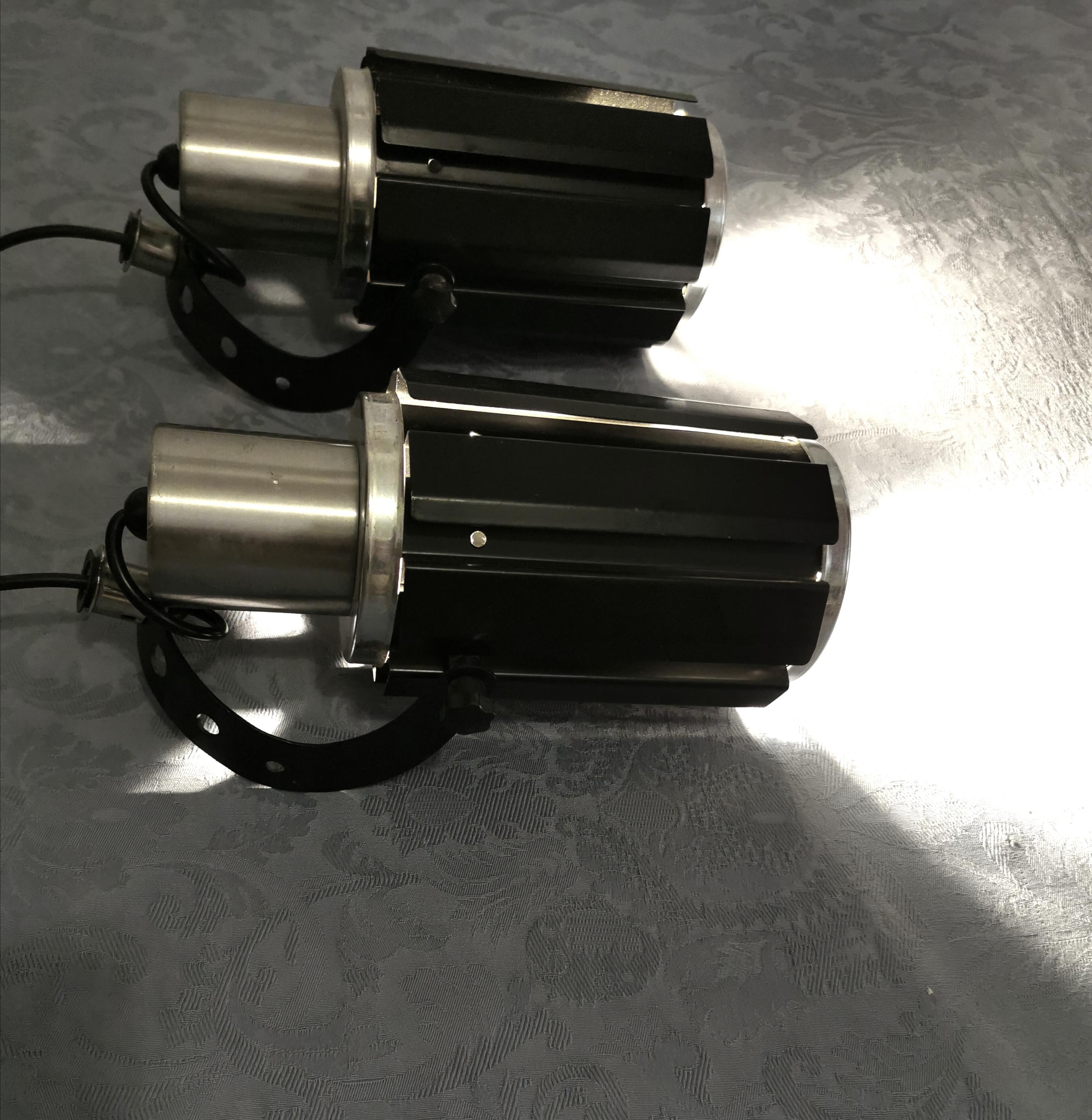 Mid Century Wall Lights Sconces Black Enameled Aluminum Space Age Italy 1970s 6