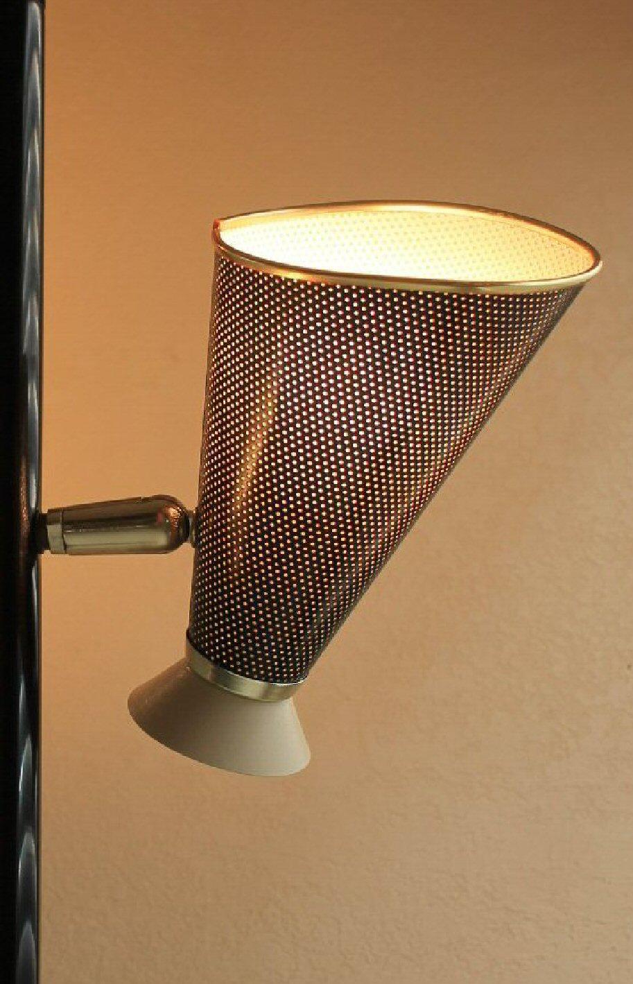 Mid-Century Modern Mid Century Modern Black Screen Tension Pole Lamp. Atomic 1950s Floor Lightolier