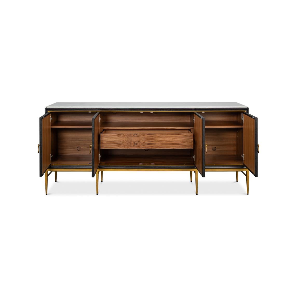 Mid-Century Modern Mid Century Modern Black Sideboard Buffet For Sale