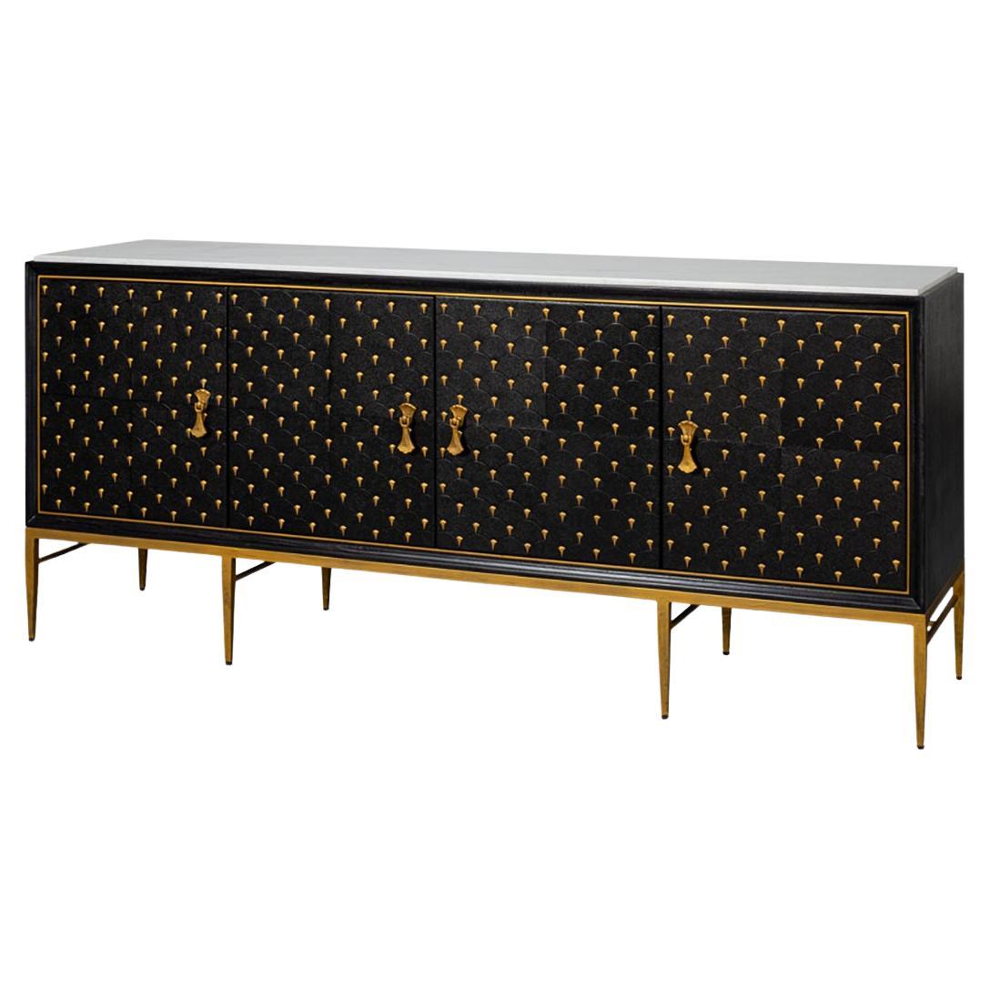 Credenza nera moderna del metà del secolo scorso