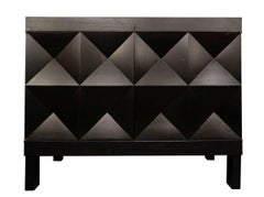 Mid-Century Modern Black Sideboard with Op-Art Doors by J. Batenburg for Mi