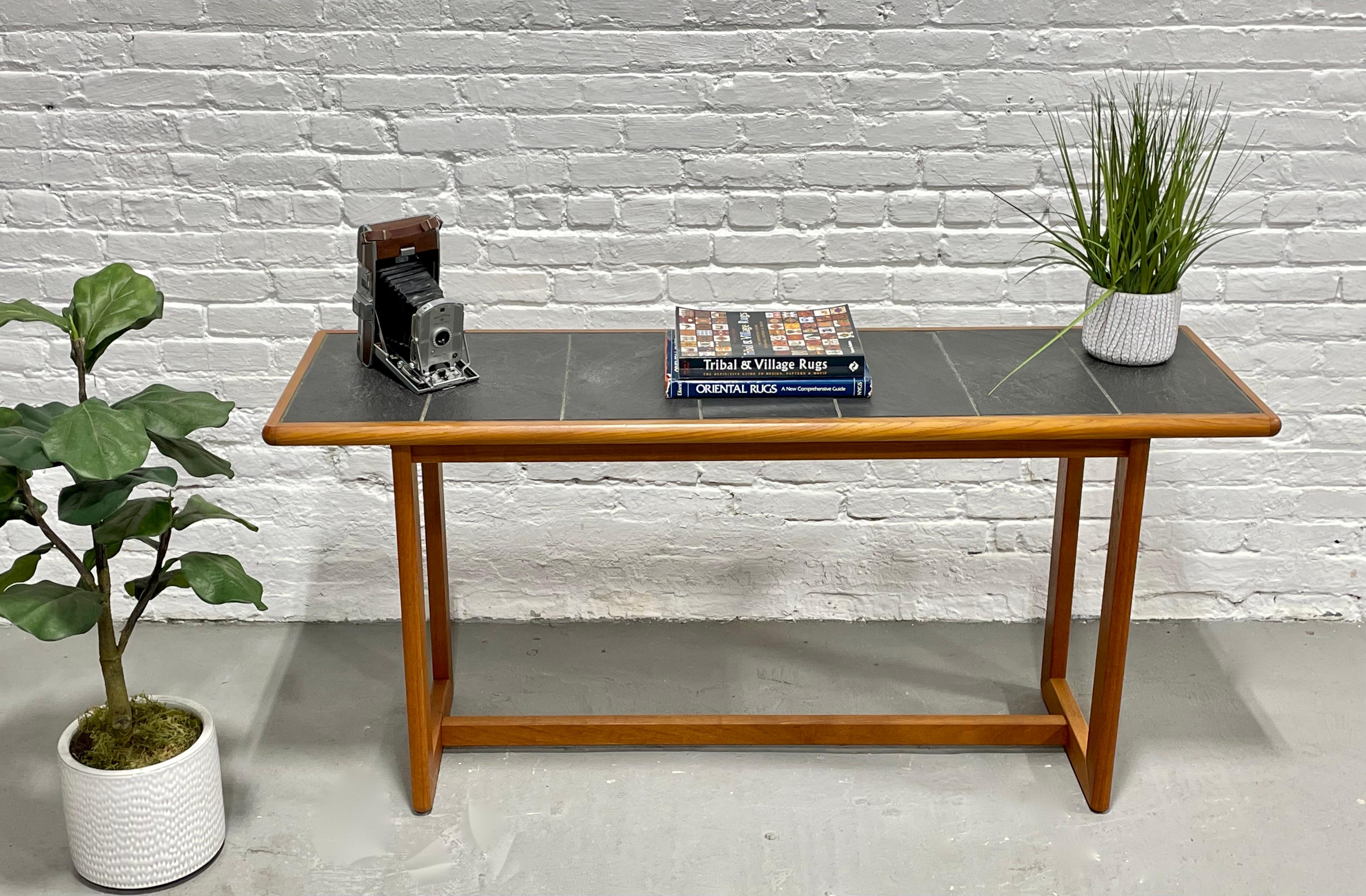 Mid-20th Century Mid-Century Modern Black Slate Tile Teak Console Table, circa 1960s