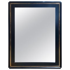 Mid-Century Modern Black Square Italian Mirror, Italy, 1970