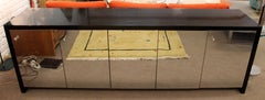 Mid-Century Modern Black Thayer Coggin Lacquer Mirrored Credenza 1970s Ello Era