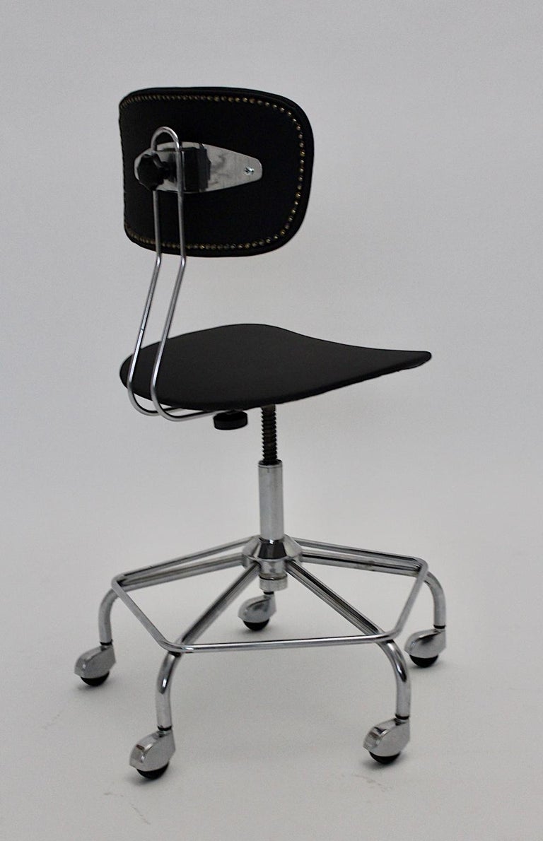 MidCentury Modern Black Vintage Desk Chair Style Egon Eiermann 1950s