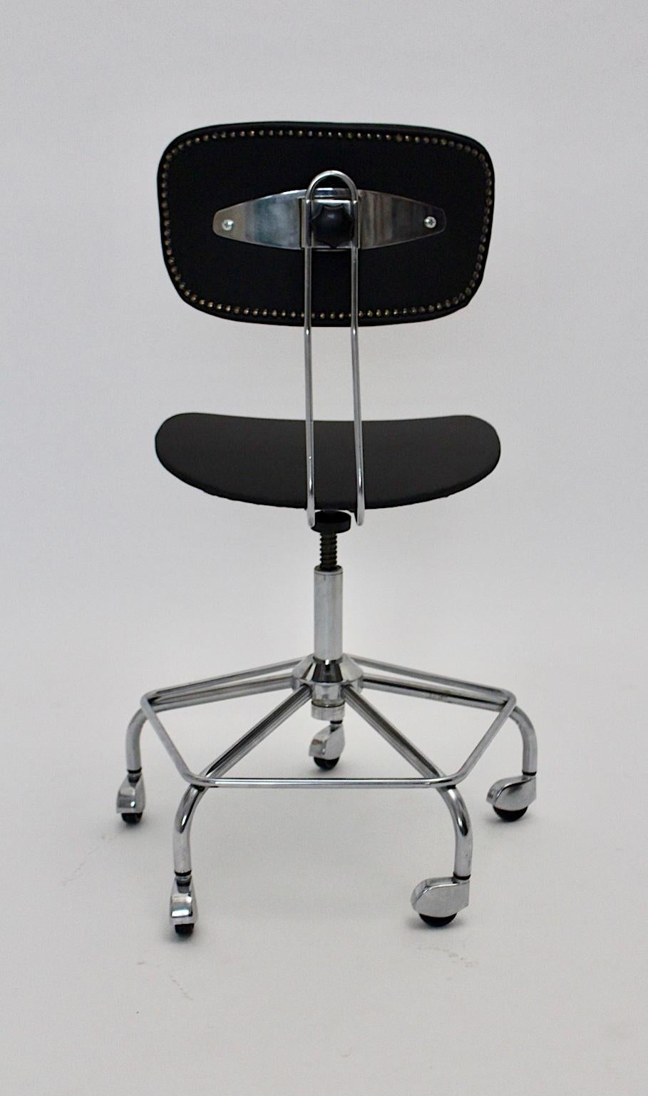 20th Century Mid-Century Modern Black Vintage Desk Chair Style Egon Eiermann 1950s Germany For Sale
