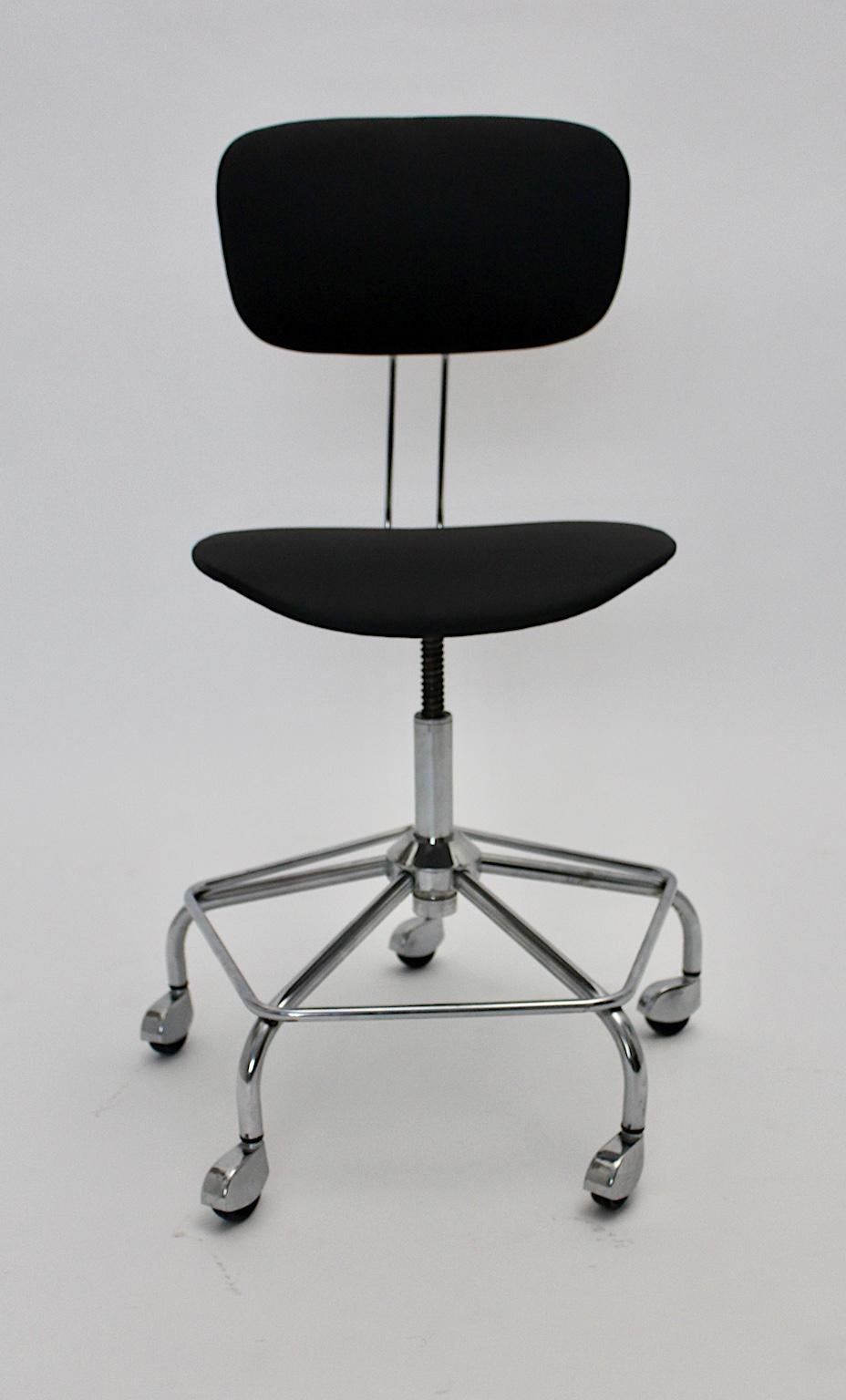 Metal Mid-Century Modern Black Vintage Desk Chair Style Egon Eiermann 1950s Germany For Sale