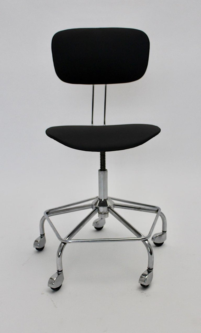 MidCentury Modern Black Vintage Desk Chair Style Egon Eiermann 1950s