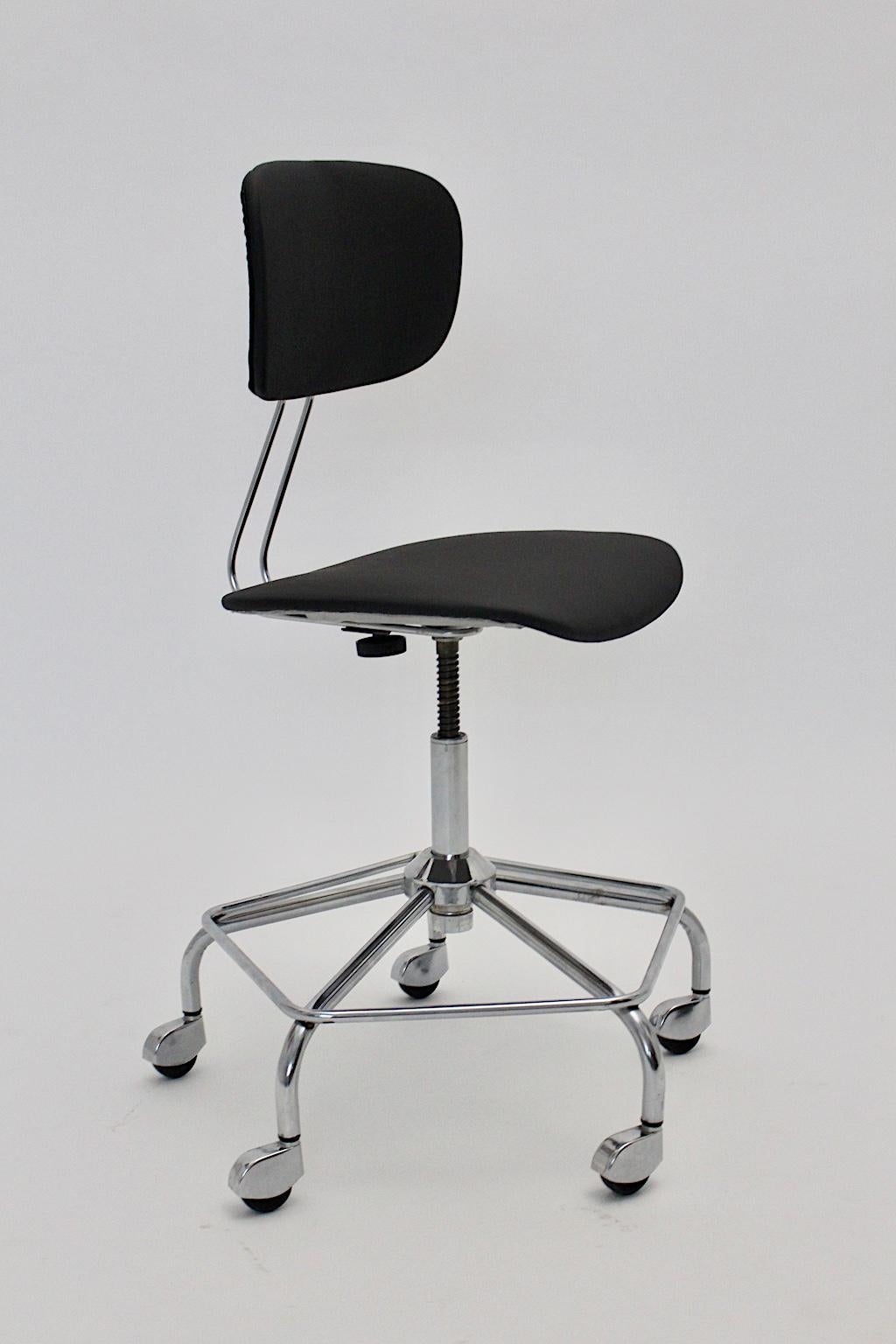 Mid-Century Modern Black Vintage Desk Chair Style Egon Eiermann 1950s Germany For Sale 1