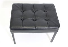 Mid-Century Modern Black Vintage Stool Leather Metal, circa 1970
