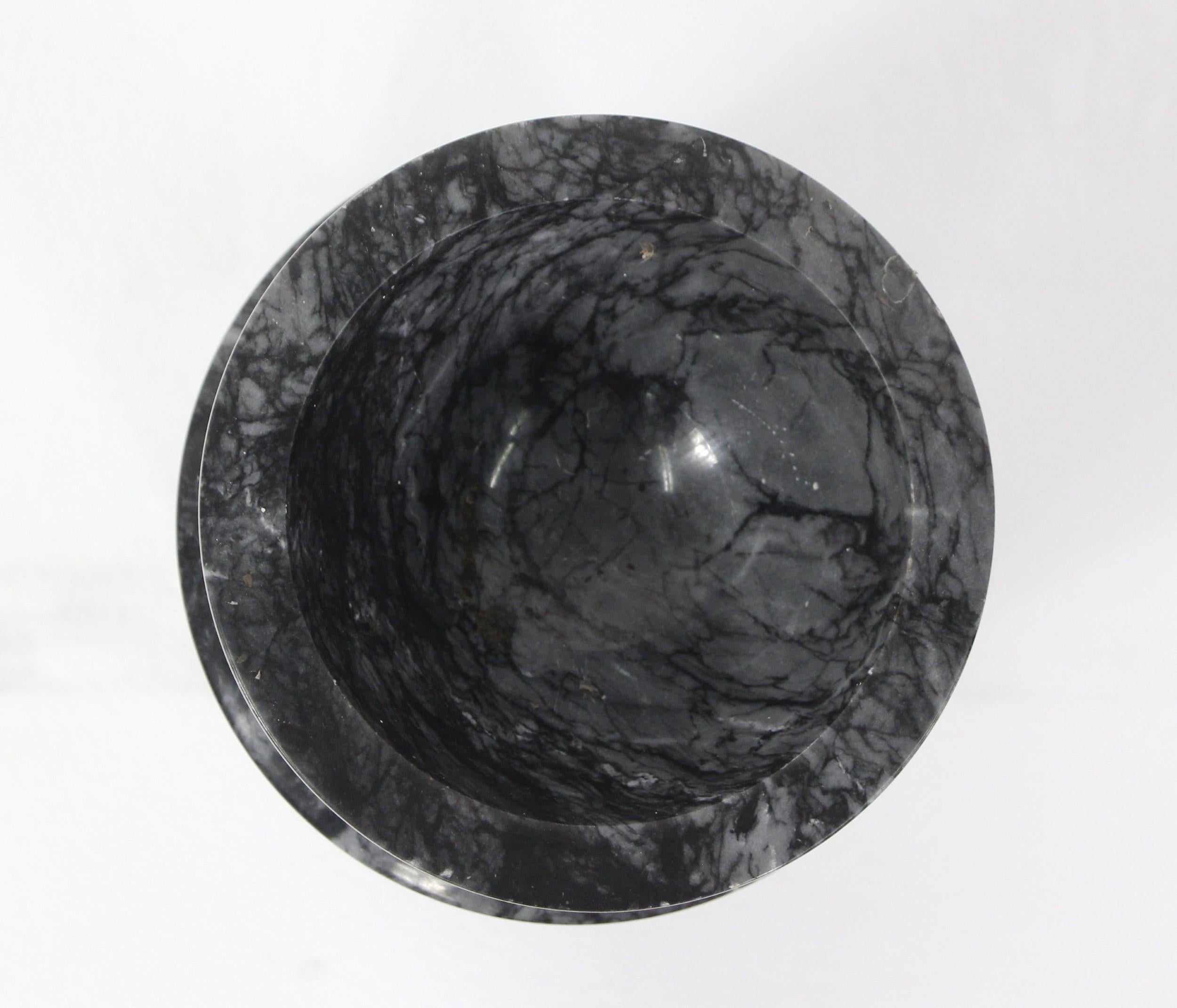 Mid-Century Modern Black w/ Marble Grey Veined Ashtray 1