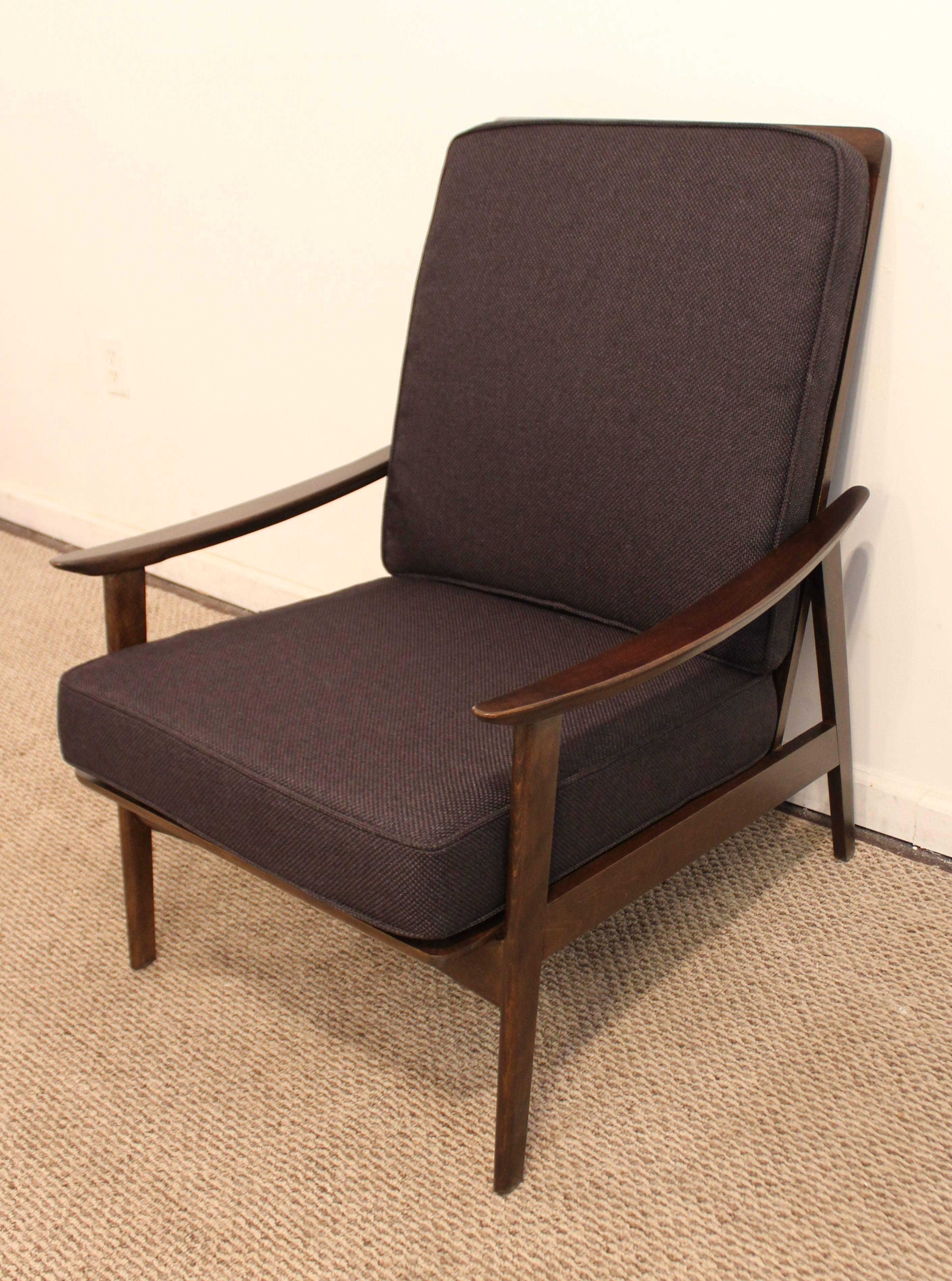 Unknown Mid-Century Modern Black Walnut Open Arm Lounge Chair