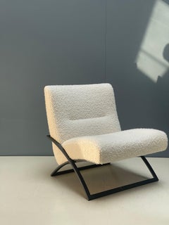Mid-Century Modern Black & White Bouclé 'Wave' S11 Armchair Dedar