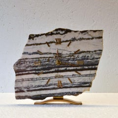 Mid-Century Modern Black and White Marble Table Clock by Selva Junghans