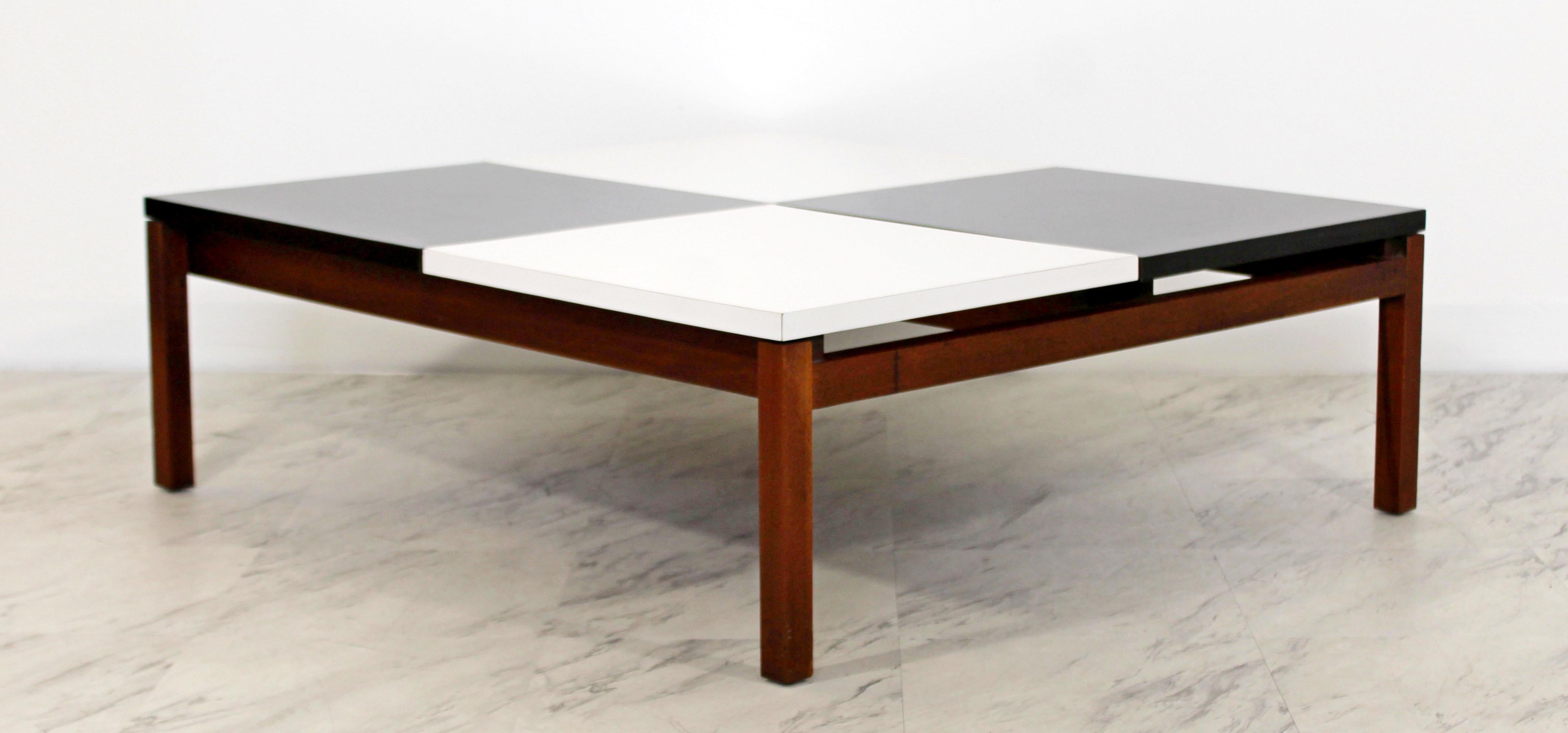 Mid-Century Modern Black White on Wood Coffee Table by Lewis Butler Knoll 1960s In Good Condition In Keego Harbor, MI