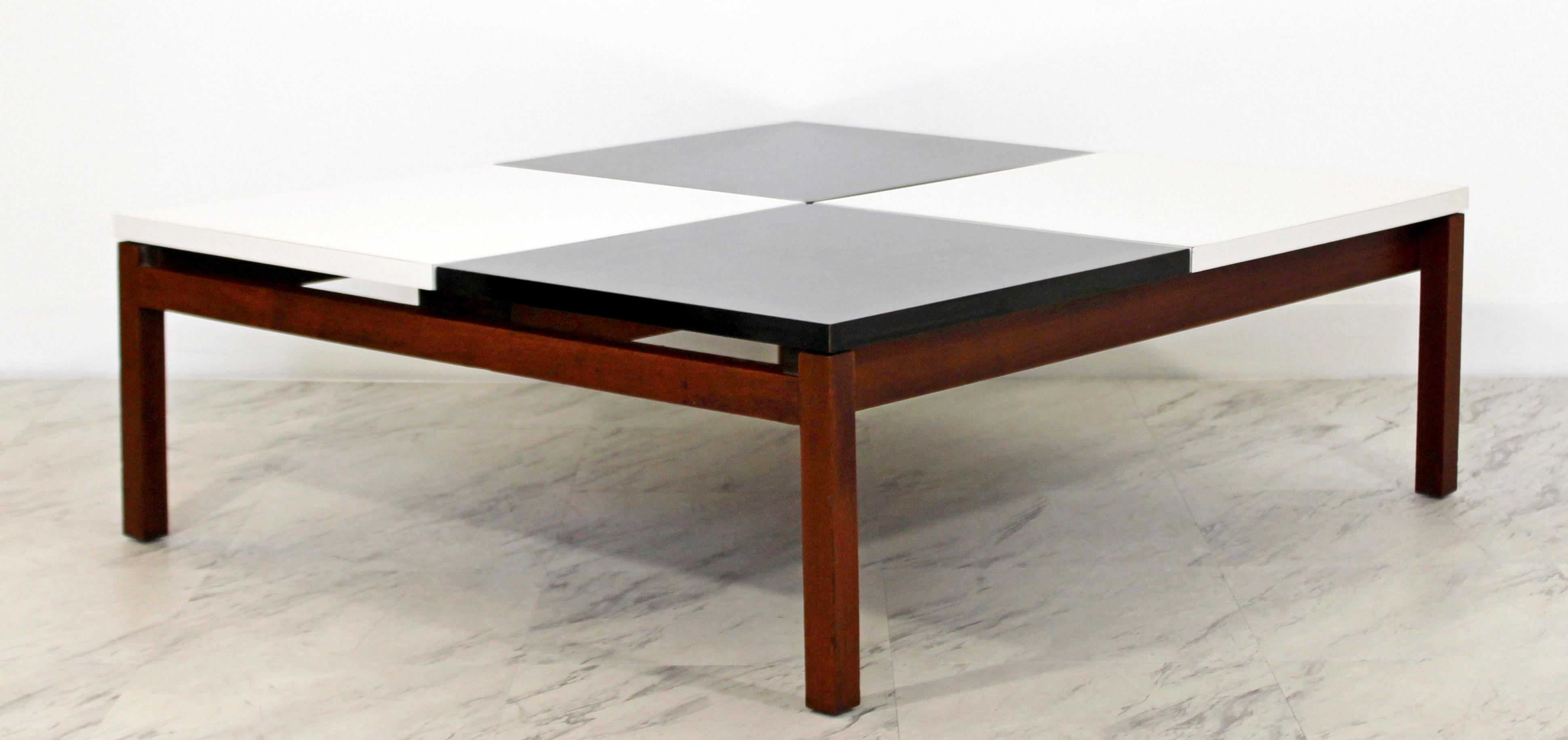 Mid-20th Century Mid-Century Modern Black White on Wood Coffee Table by Lewis Butler Knoll 1960s