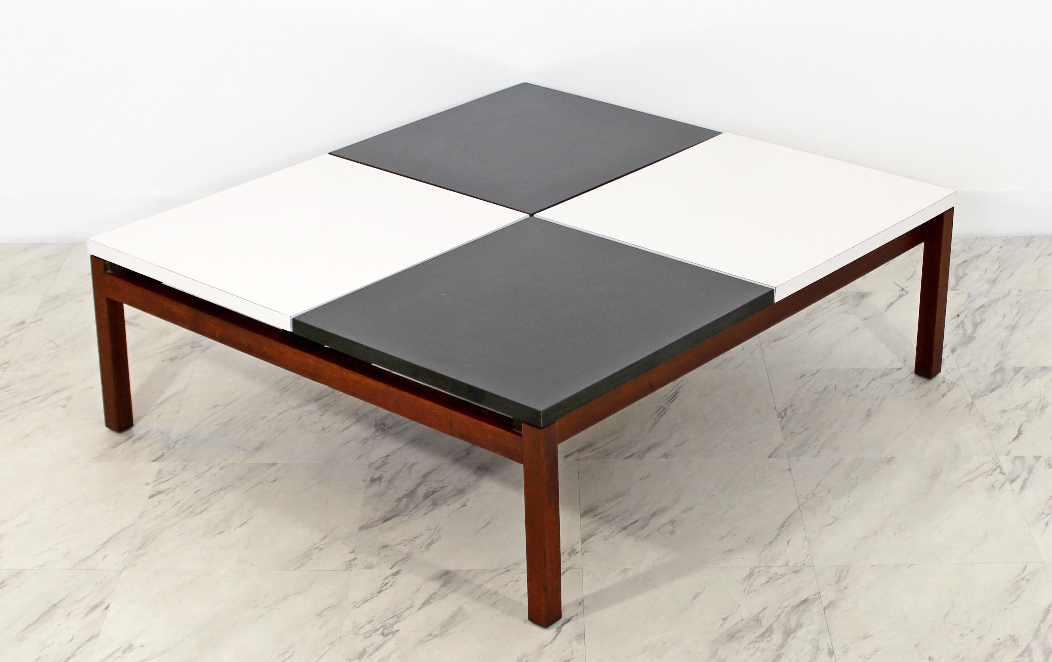 Mid-Century Modern Black White on Wood Coffee Table by Lewis Butler Knoll 1960s 1