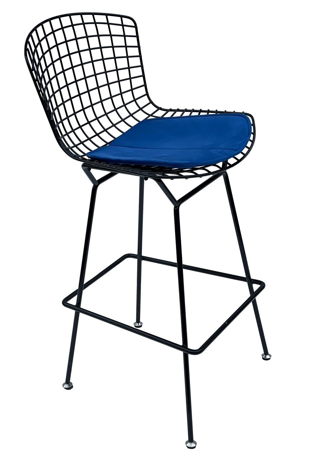 American Mid-Century Modern Black Wire Bar Stool by Harry Bertoia for Knoll