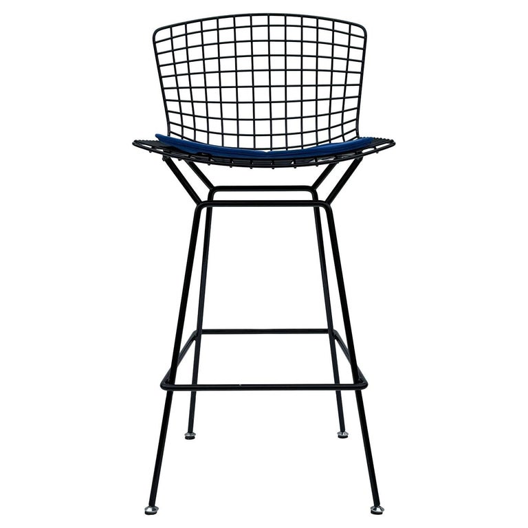 MidCentury Modern Black Wire Bar Stool by Harry Bertoia for Knoll For
