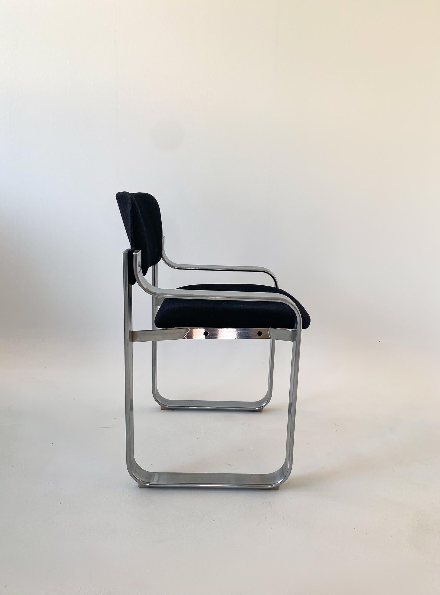 Polished Mid-Century Modern Black Metal Armchair by Eero Aarnio for Mobile Italia, 1970s For Sale