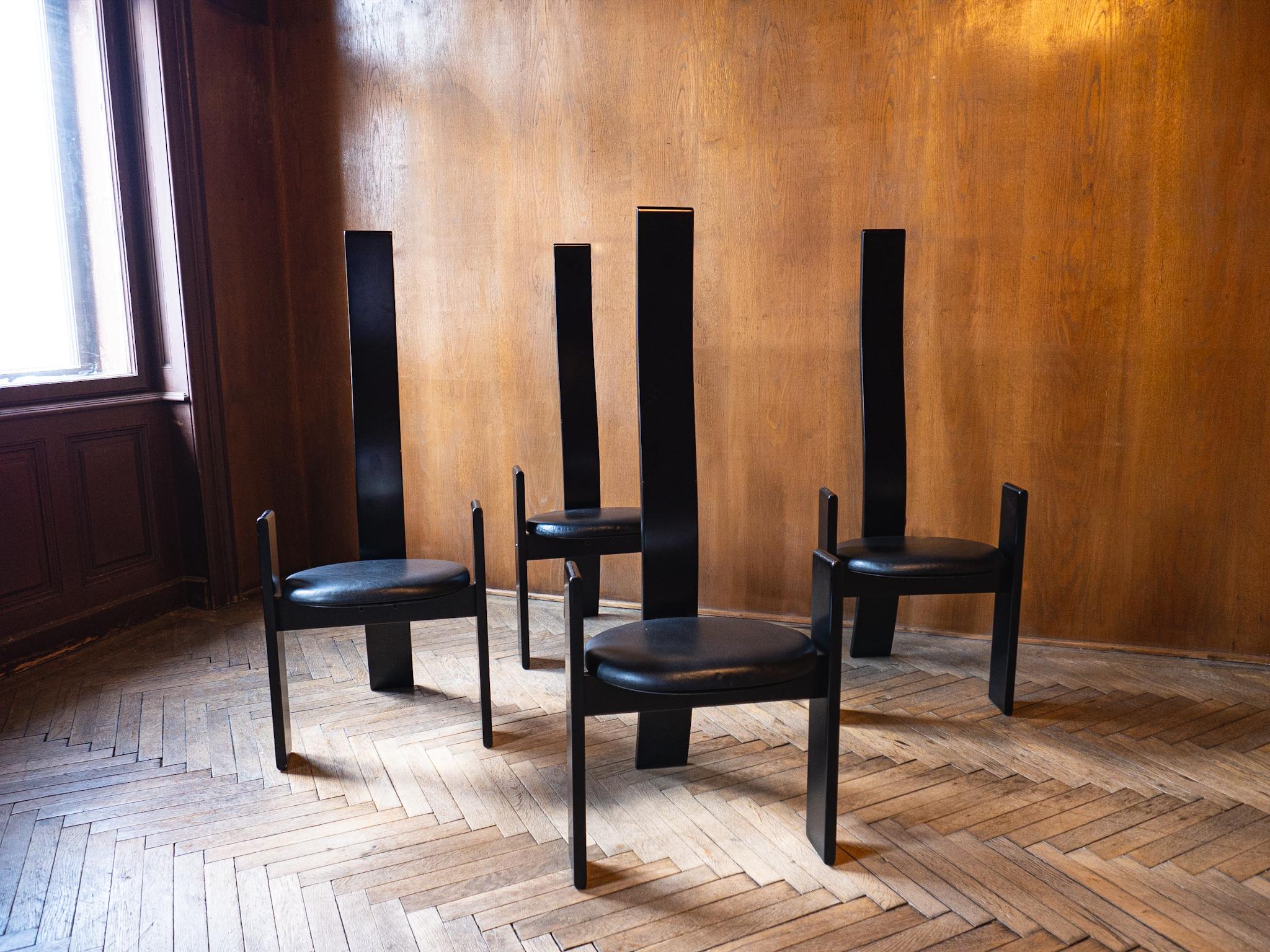 Italian Mid-Century Modern Wooden Dining Chairs 