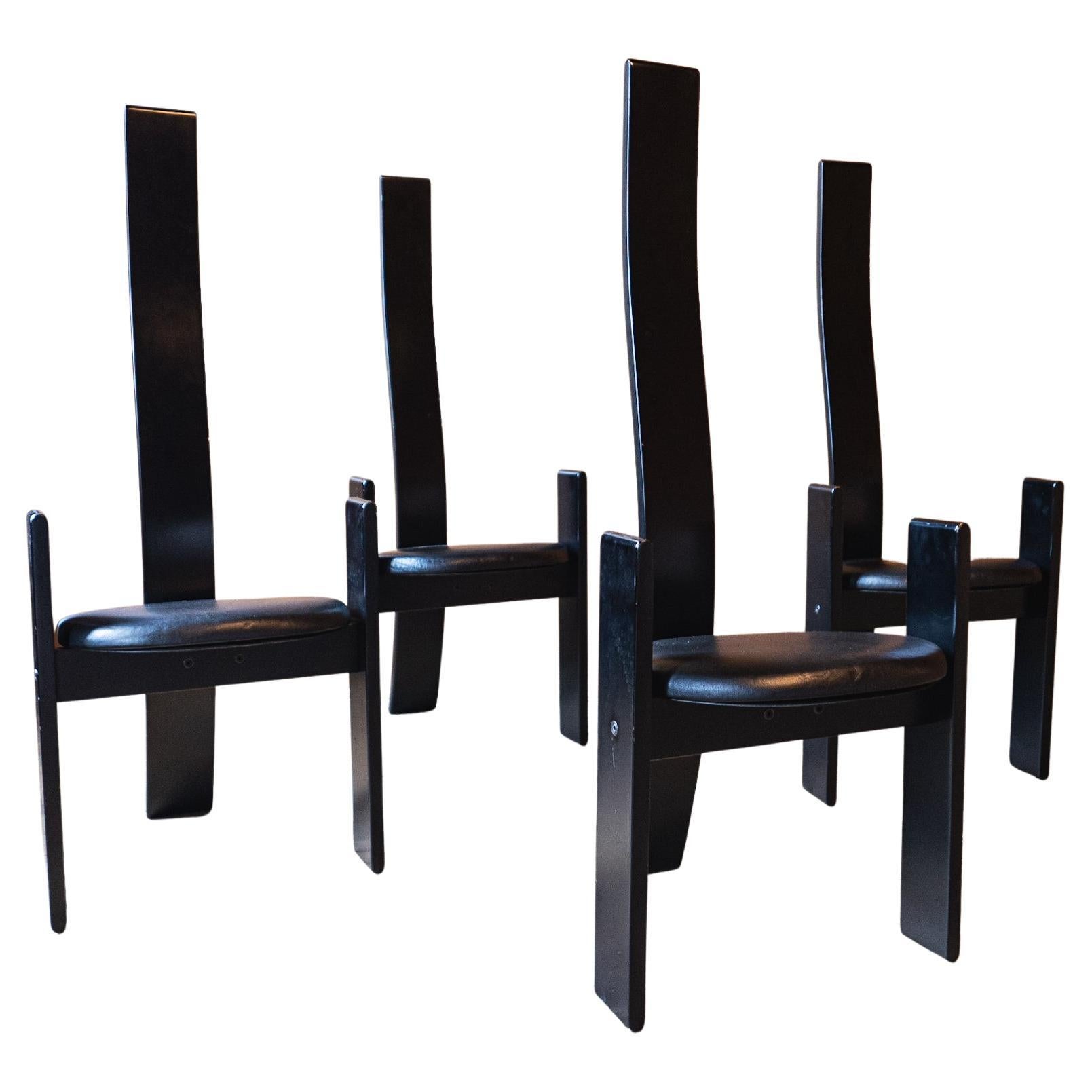 Mid-Century Modern Wooden Dining Chairs "Golem" by Vico Magistretti, Italy 1969 For Sale