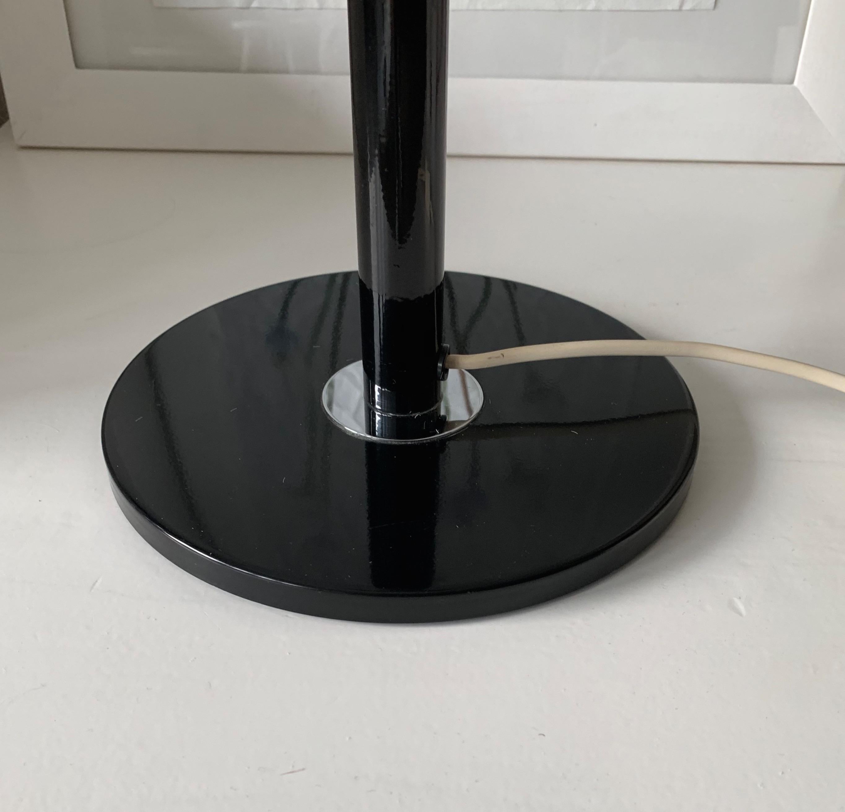 Mid-Century Modern Blackened and Chrome Metal with Glass Shade Table / Desk Lamp 2