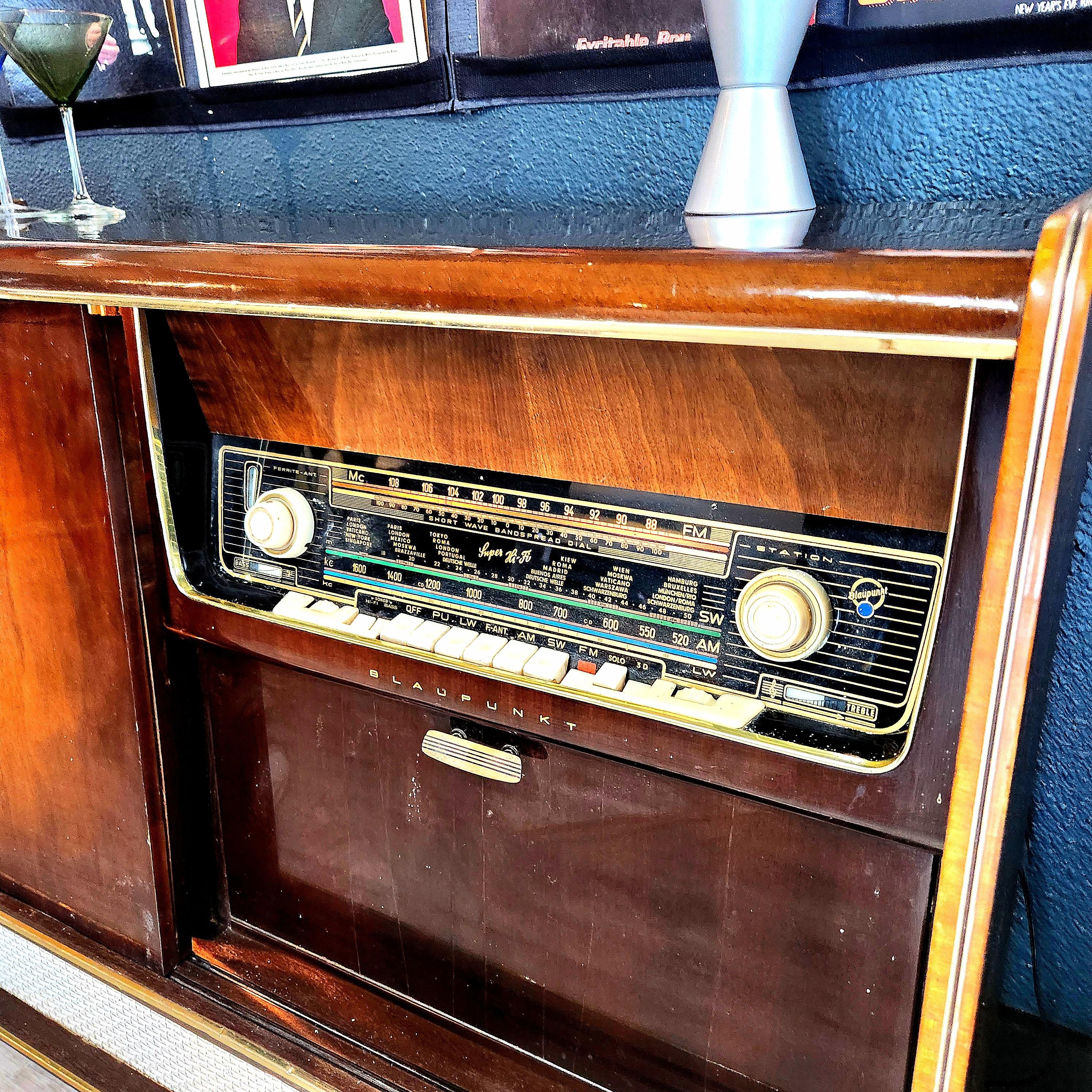 Woodwork Mid Century Modern Blaupunkt stereo console record player gramophone bluetooth