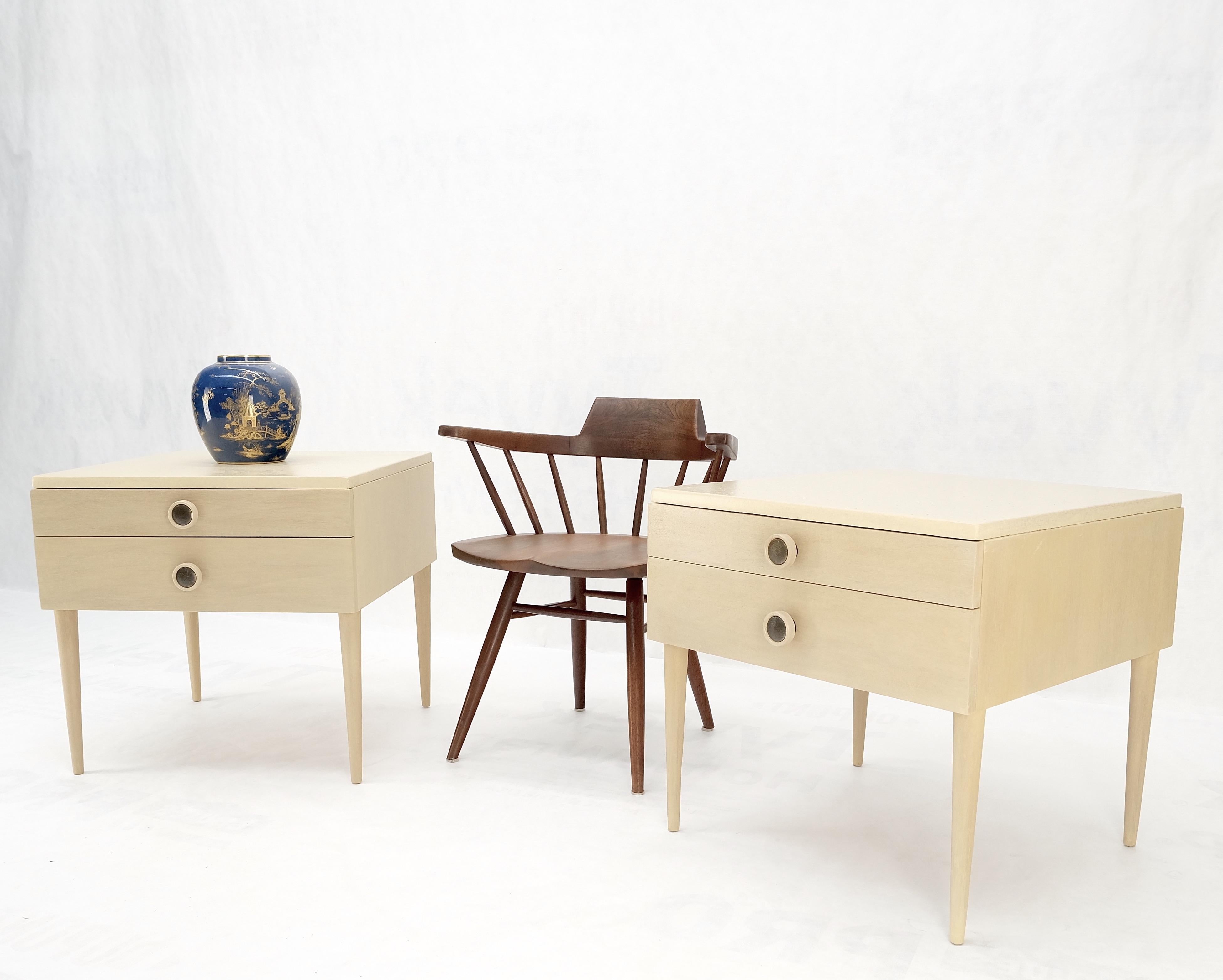 Lacquered Mid-Century Modern Bleached Walnut Cork Tops Paul Frankl End Side Tables MINT! For Sale