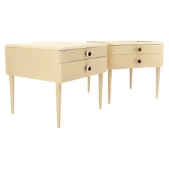 Mid-Century Modern Bleached Walnut Cork Tops Paul Frankl End Side Tables MINT!