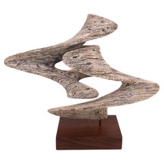 Abstrakte Skulptur aus gebleichtem Holz, Mitte des Jahrhunderts, um 1970