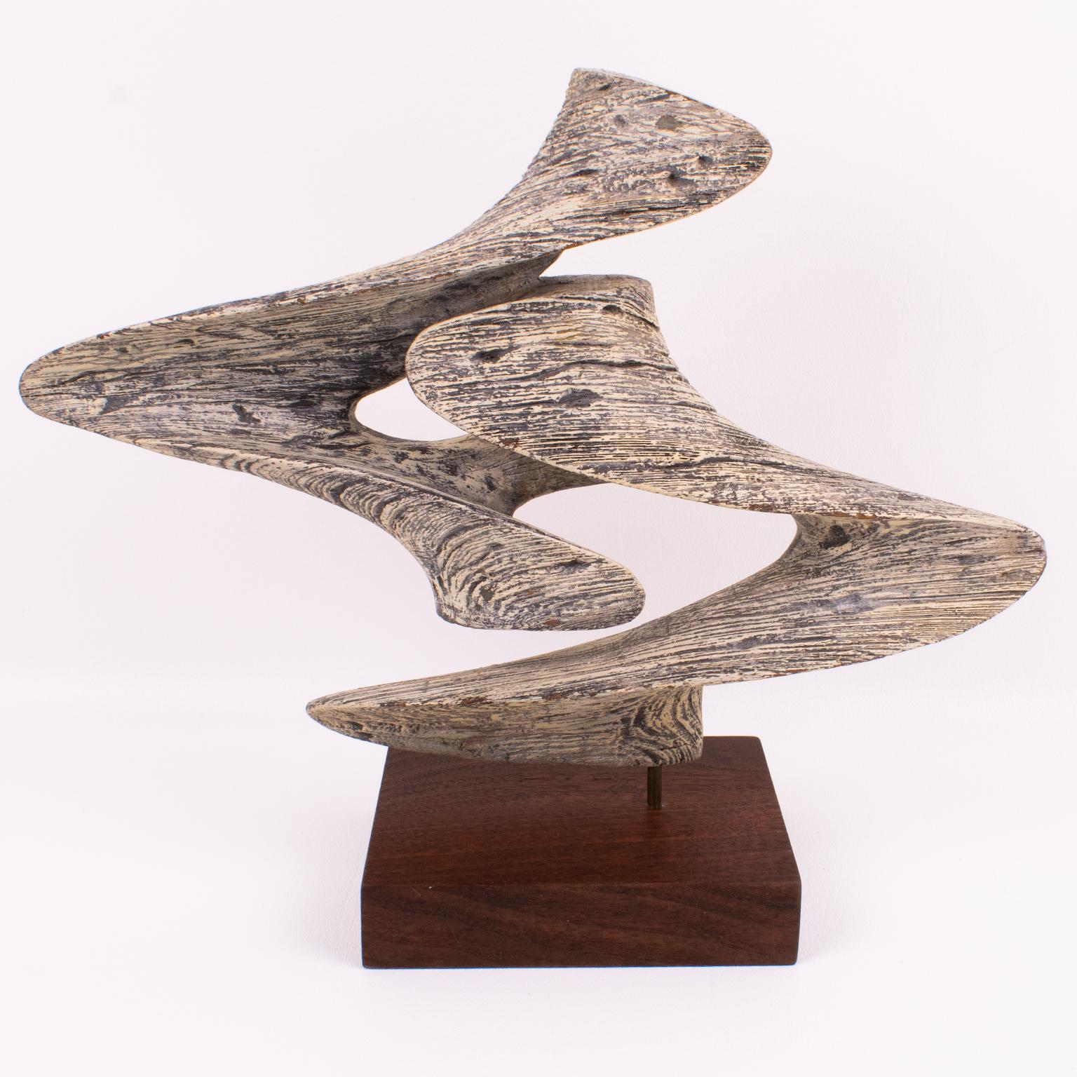 French Mid-Century Modern Bleached Wood Abstract Sculpture For Sale
