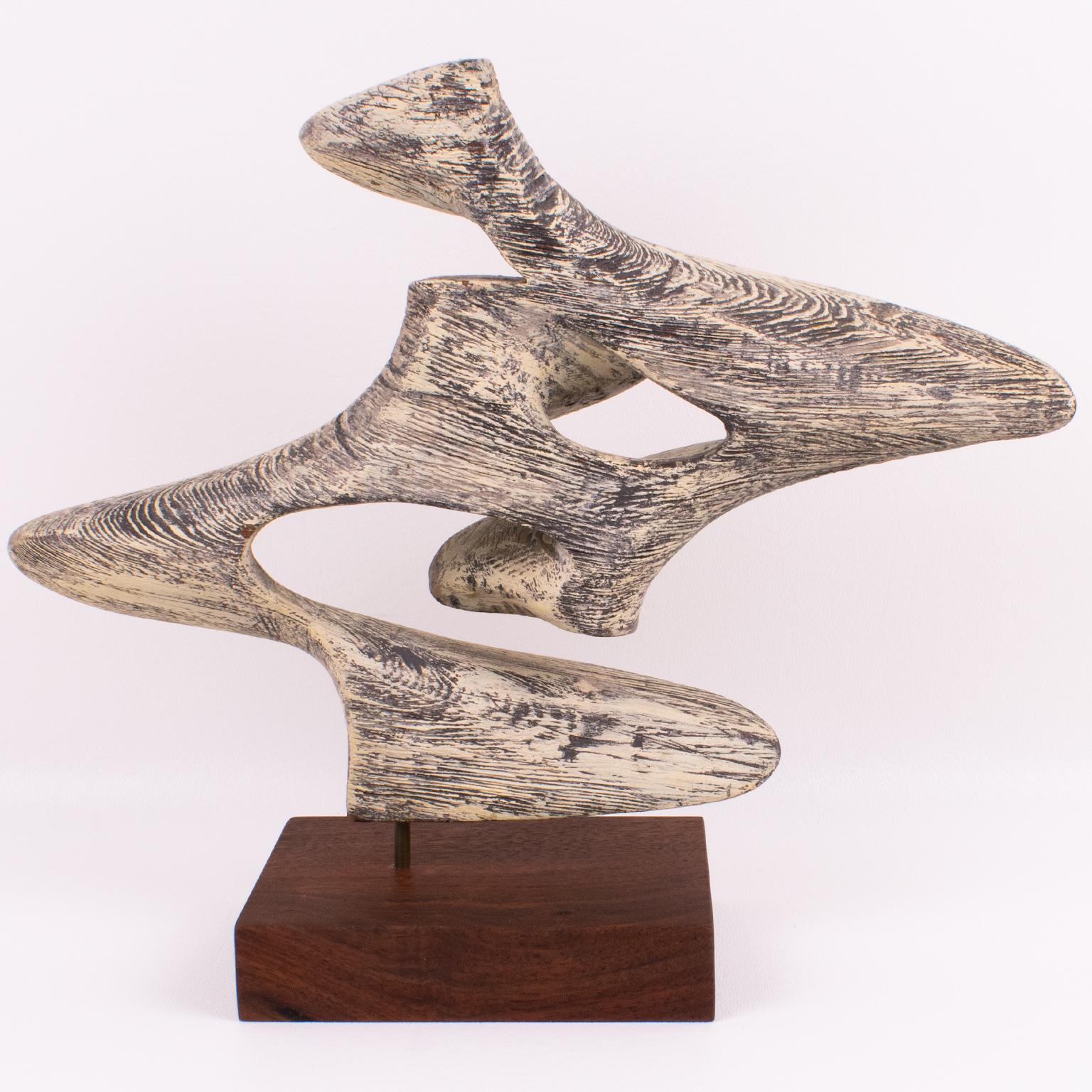 Mid-Century Modern Bleached Wood Abstract Sculpture For Sale 3