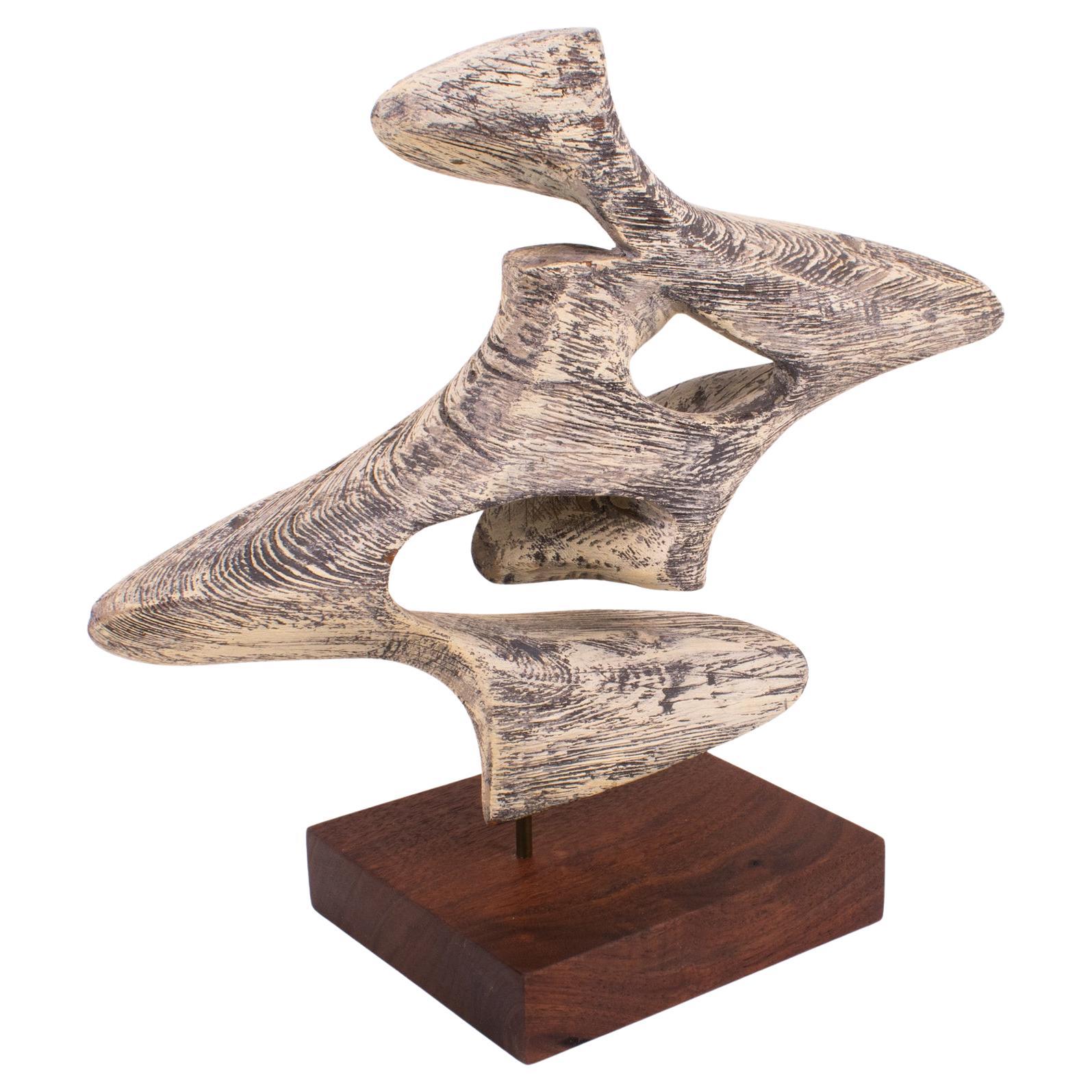 Mid-Century Modern Bleached Wood Abstract Sculpture For Sale