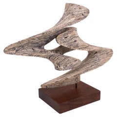 Mid-Century Modern Bleached Wood Abstract Sculpture