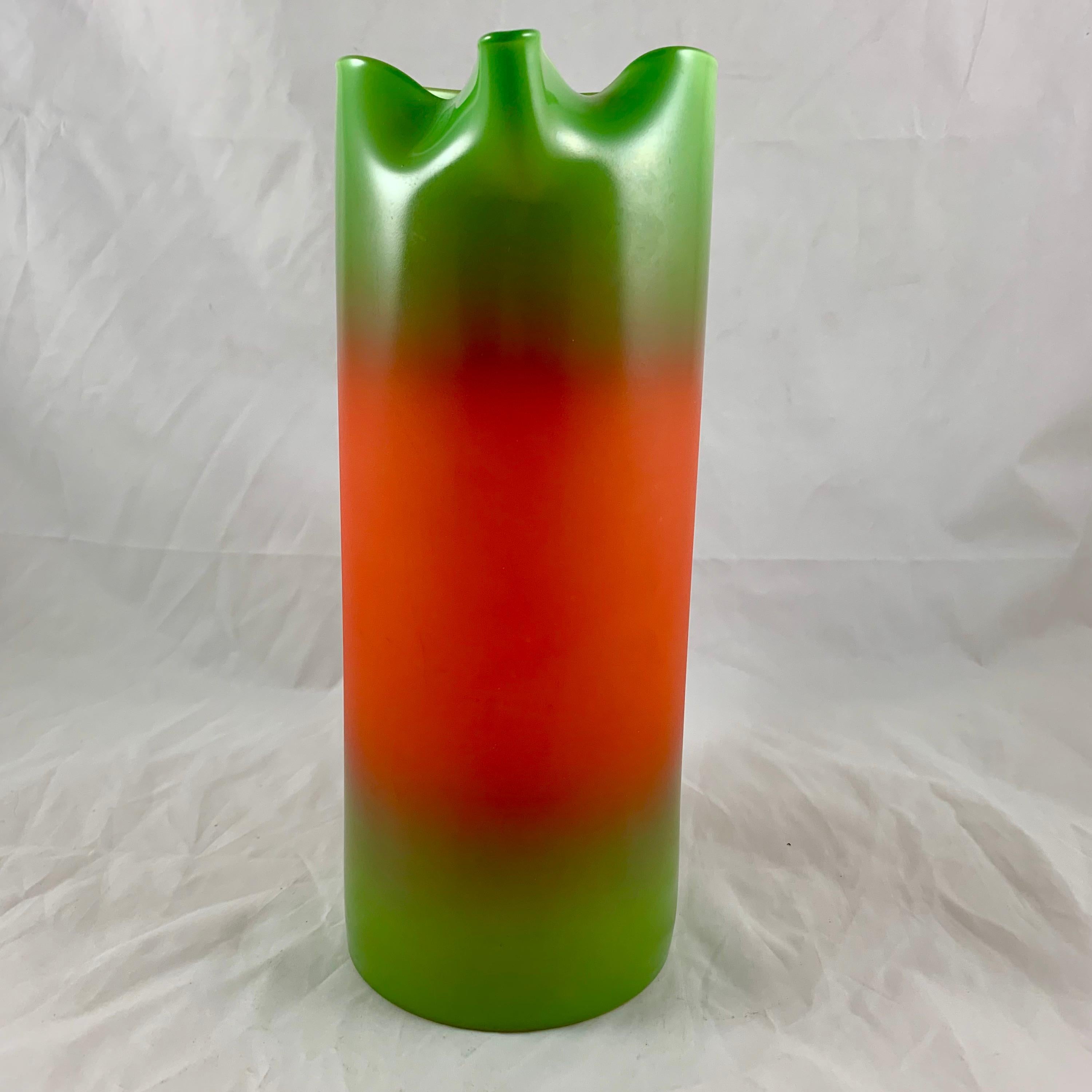 Mid-Century Modern Blendo Glass Orange & Green Ombre Beverage Barware Set 7 pcs 1