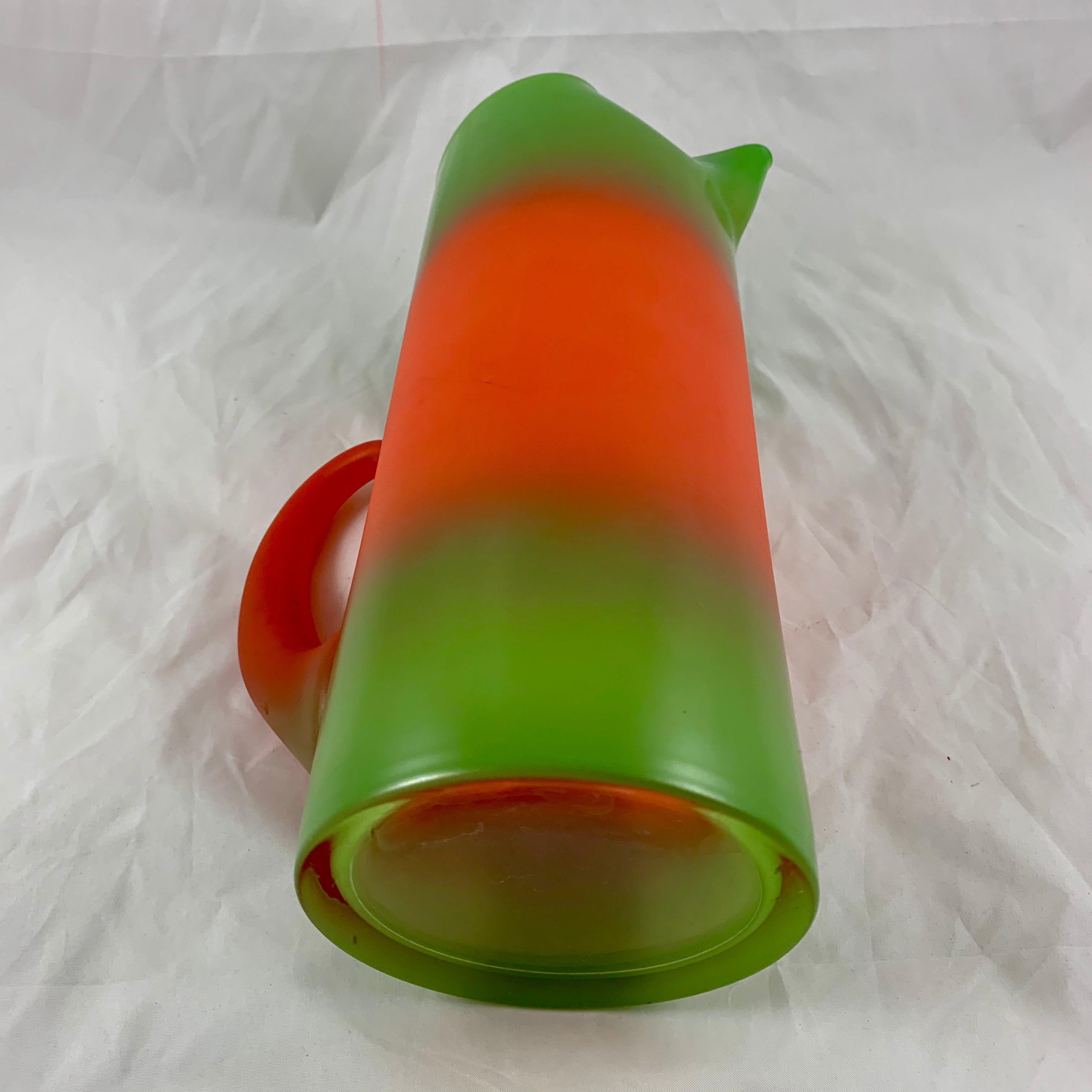 Mid-Century Modern Blendo Glass Orange & Green Ombre Beverage Barware Set 7 pcs 2