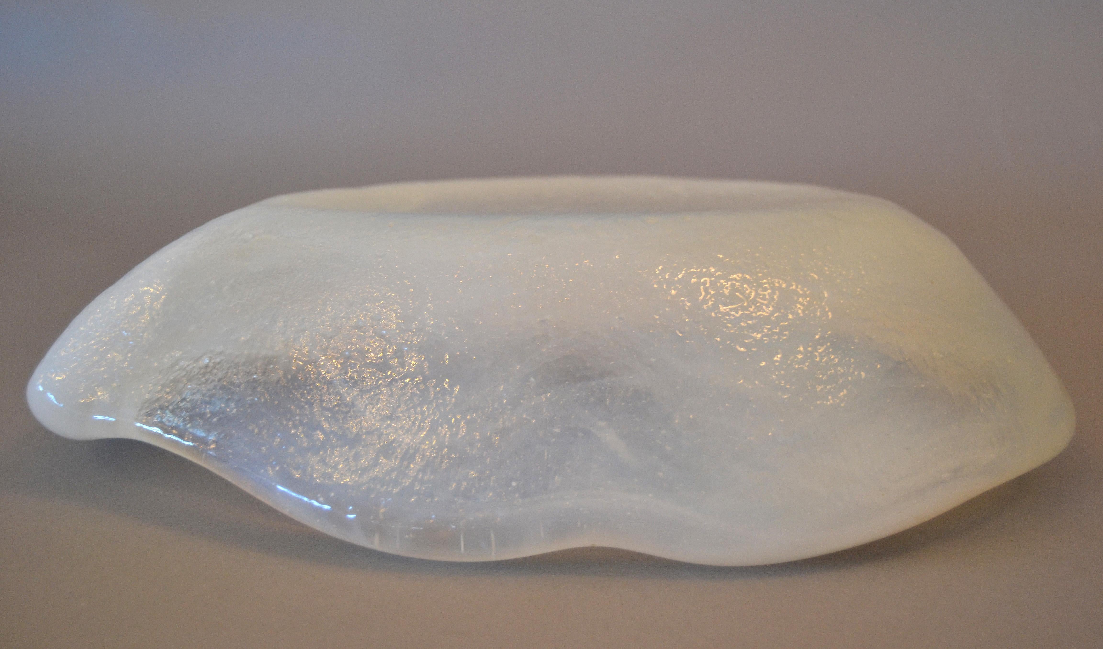 Mid-Century Modern Blenko Attributed Thick White Glass Catchall Bowl Ashtray For Sale 1