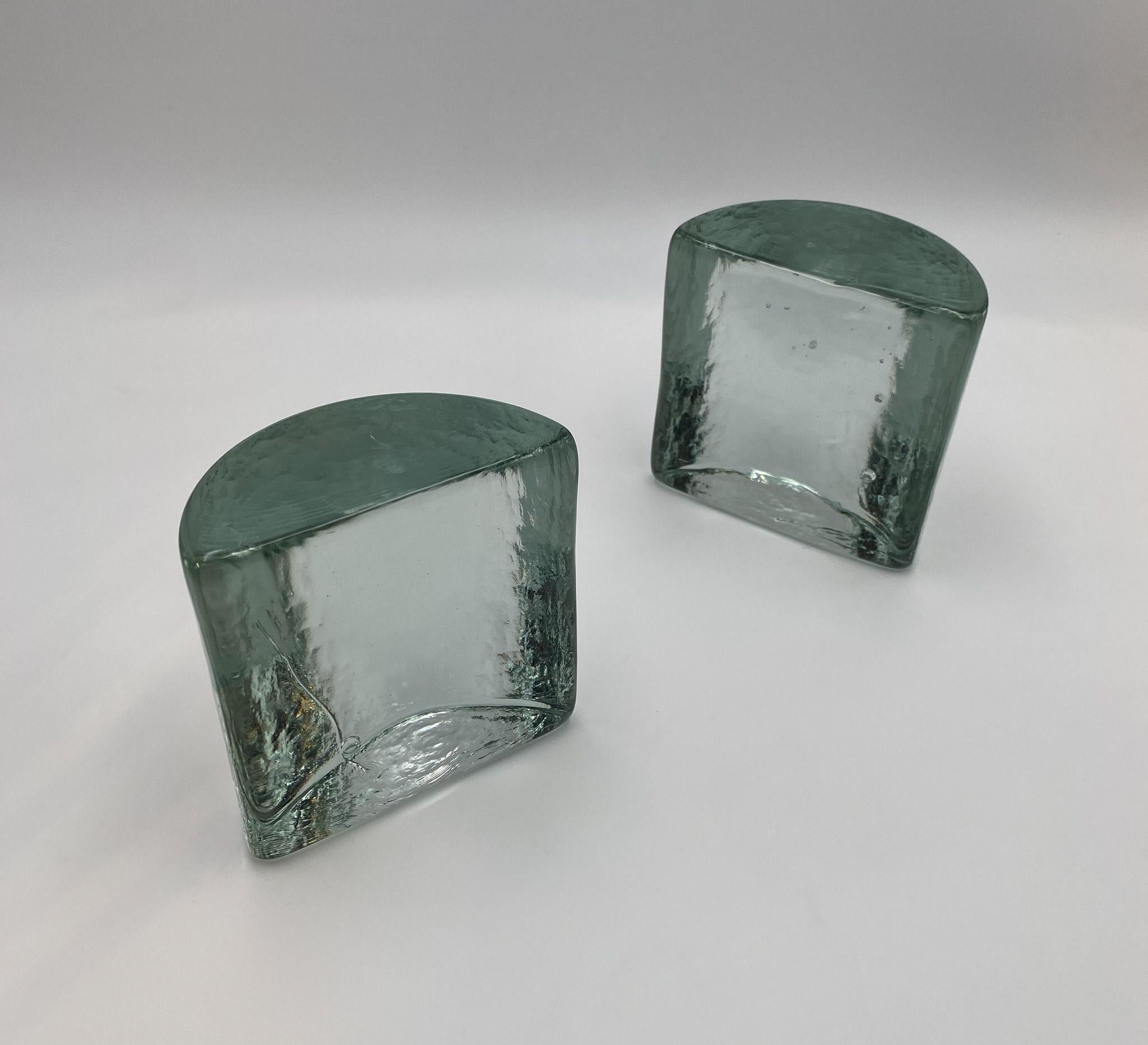 20th Century Mid-Century Modern Blenko Bookends by Wayne Husted, USA, 1960's  For Sale