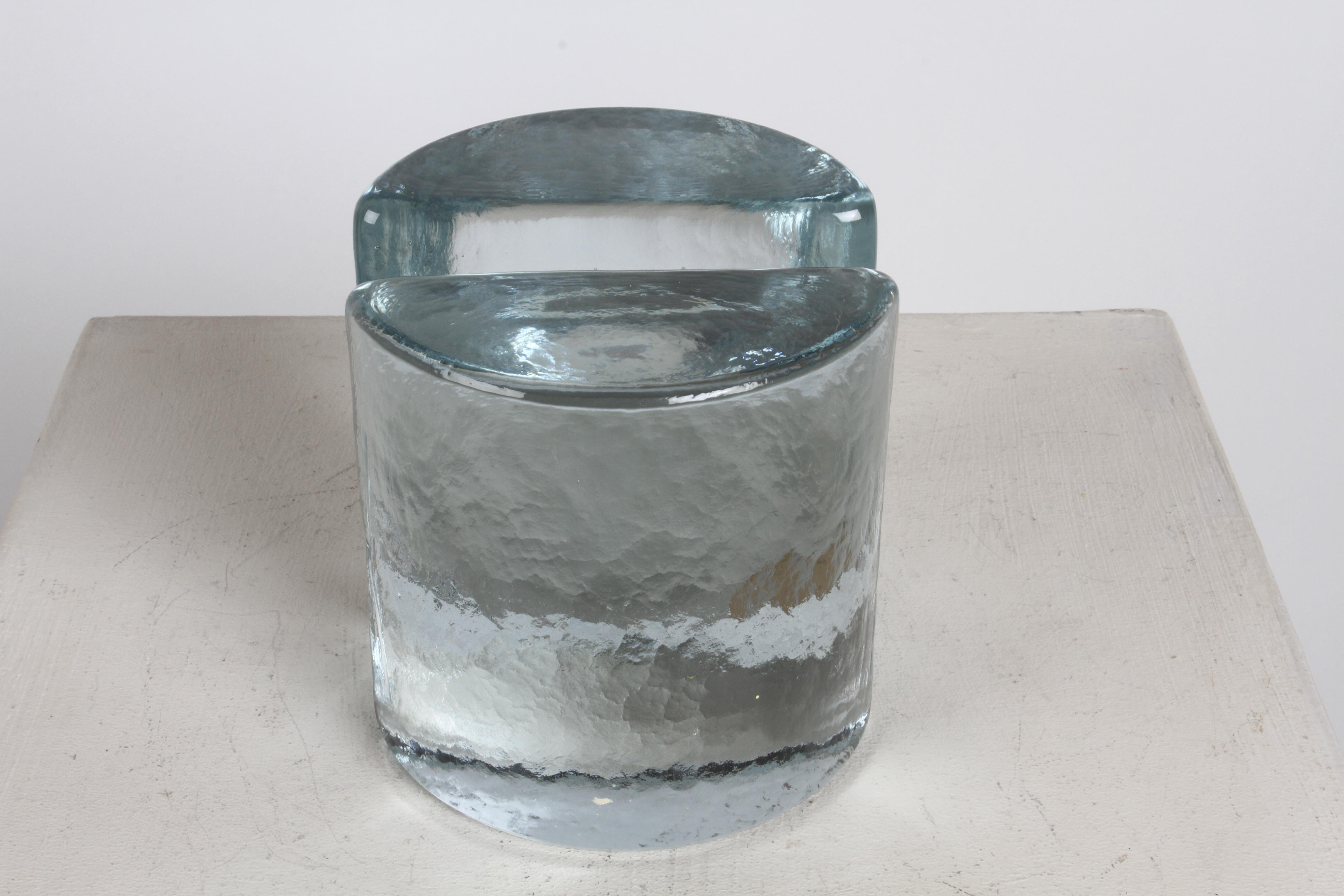 Moderne Blenko-Buchstützen aus klarem Glas mit halber Kreis aus der Mitte des Jahrhunderts von Wayne Husted (Mitte des 20. Jahrhunderts) im Angebot