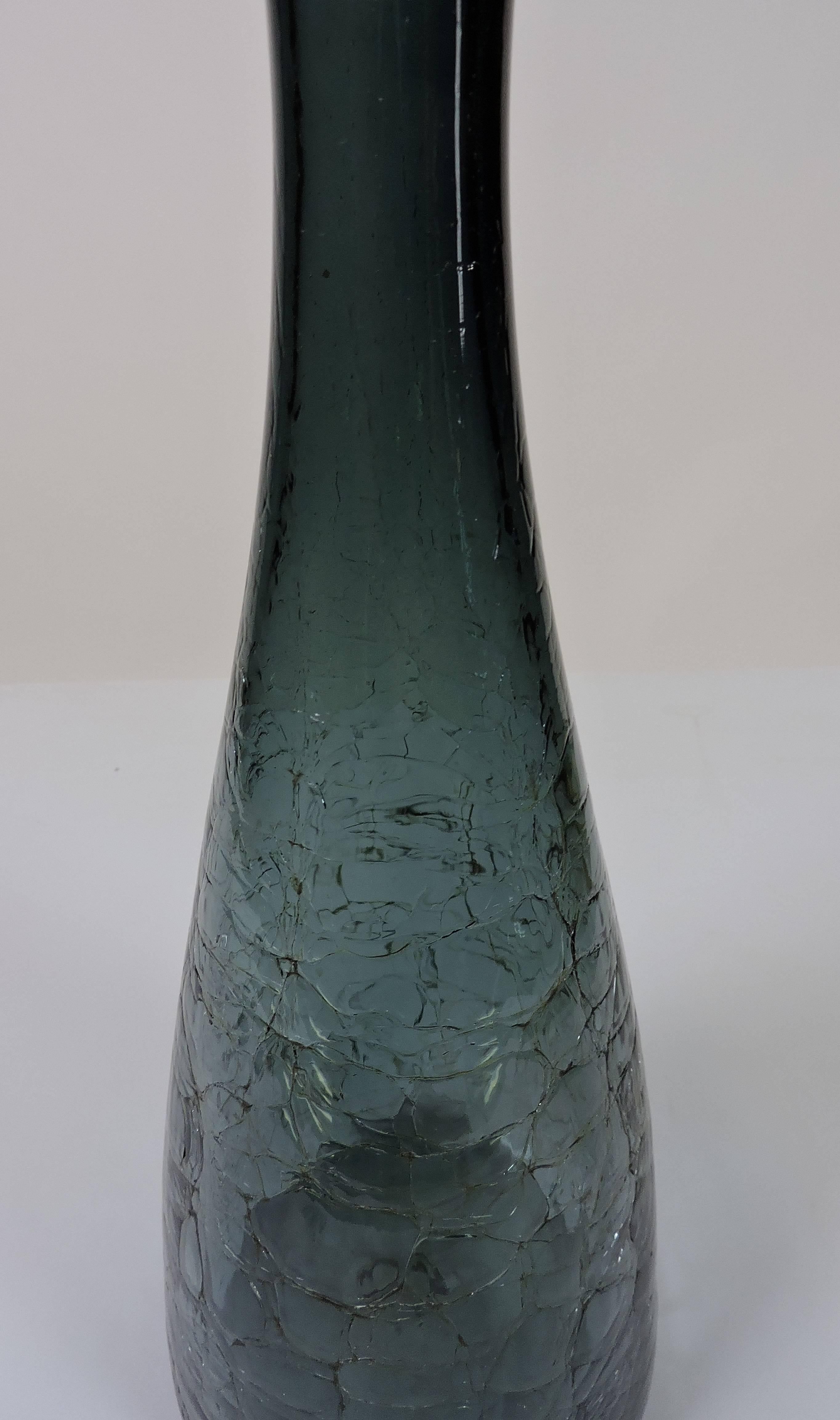 Mid-Century Modern Carafe à décanter en verre craquelé #920 de Blenko:: style moderne du milieu du siècle:: en anthracite