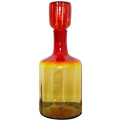 Mid-Century Modern Blenko Glass Decanter Vessel Stopper Joel Myers Red, 1960s