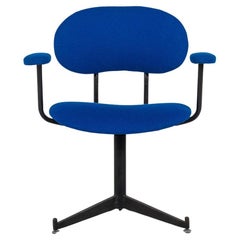 Vintage Mid-Century Modern Bleu Swivel Desk Chair