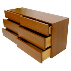 Mid-Century Modern Block Front American Walnut 6 Drawers Dresser Restored