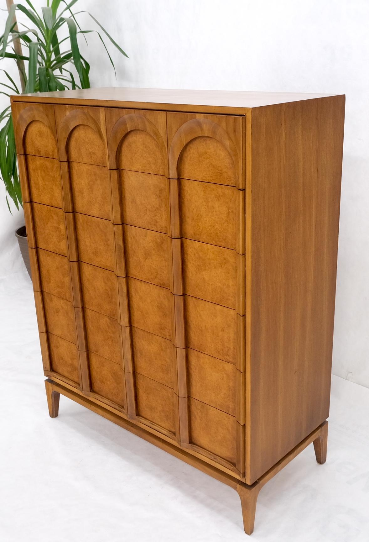 Commode haute à 6 tiroirs en bois de ronce blond clair, moderne du milieu du siècle dernier, Mint ! en vente 8