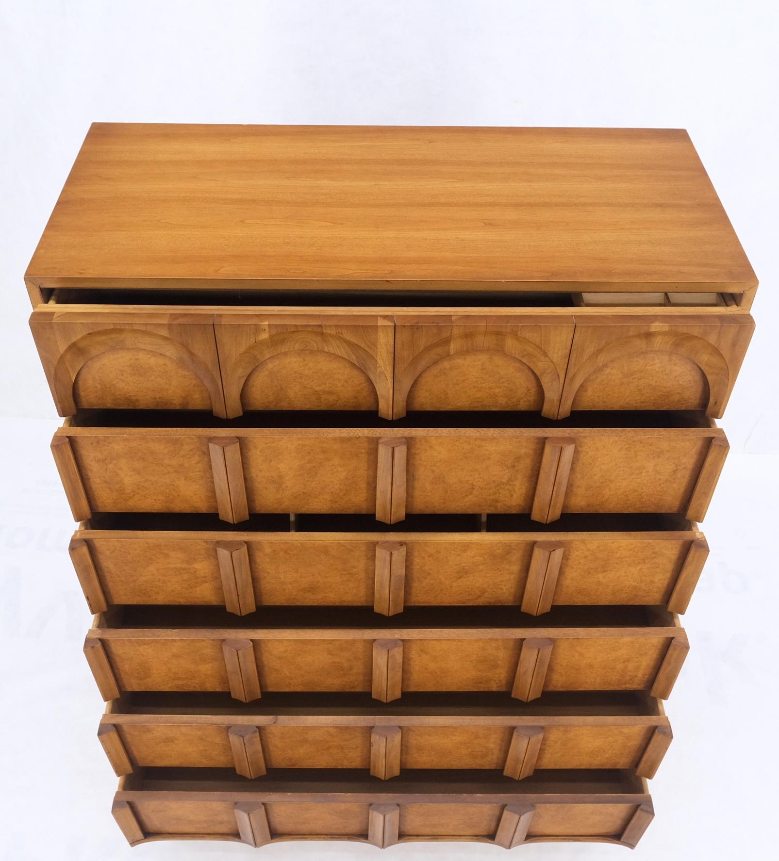 Commode haute à 6 tiroirs en bois de ronce blond clair, moderne du milieu du siècle dernier, Mint ! en vente 12
