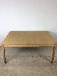 Mid Century Modern Blonde Dining Table with 3 Leafs
