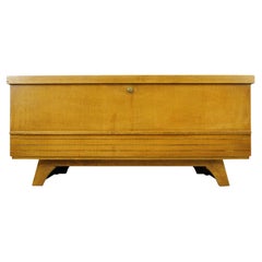 Antique Mid-Century Modern Blonde Oak Cavalier Cedar Chest