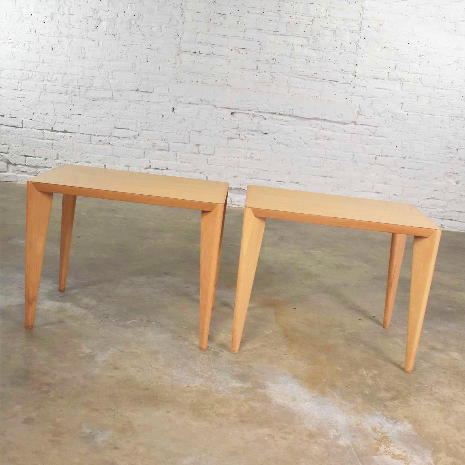 blonde wood side table